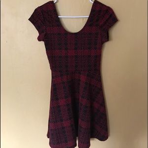 Red and Black Plaid Skater Dress